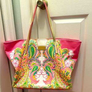 lilly Pulitzer Vibrant Pink Paisley Tote Bag